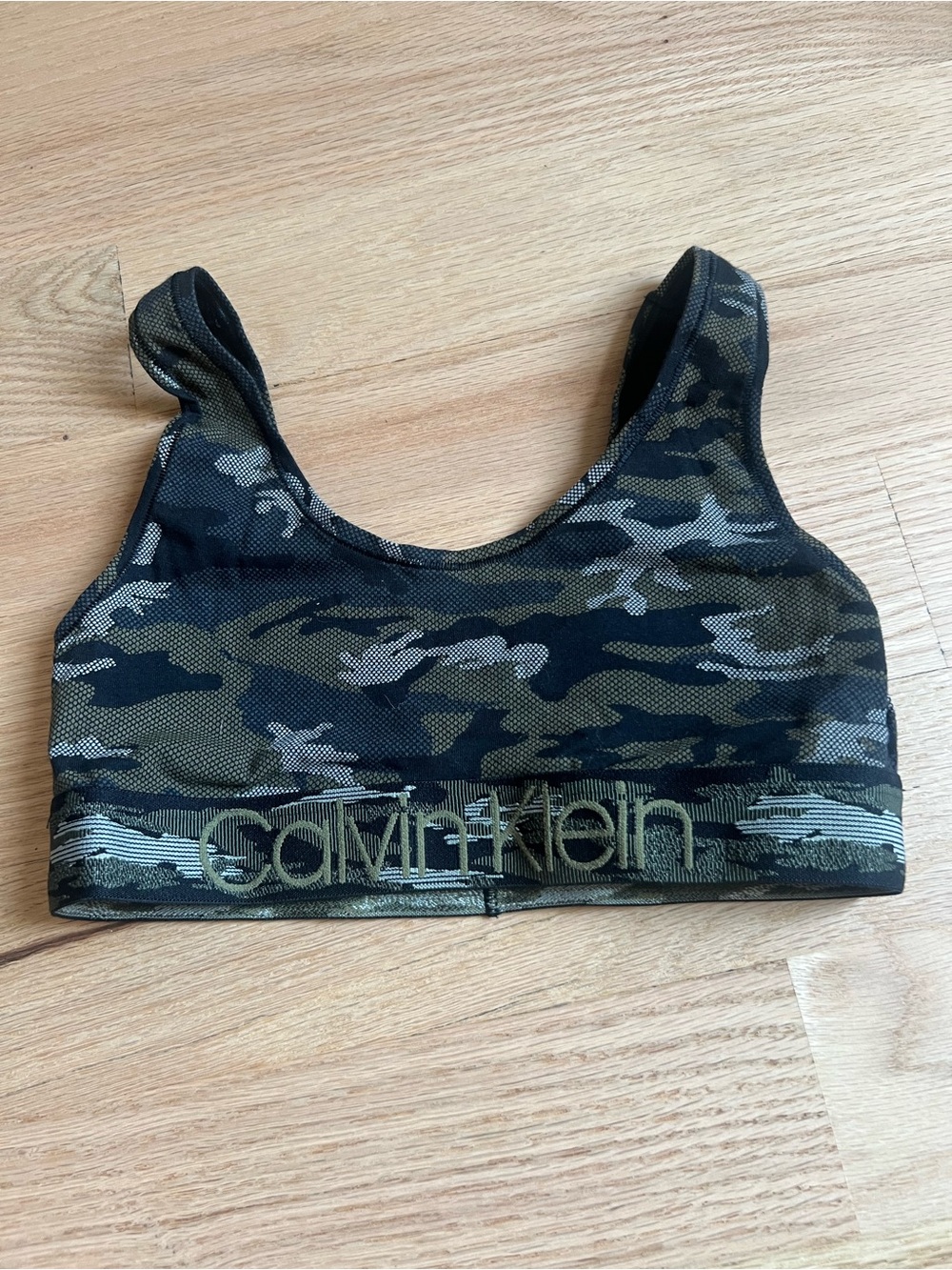 Calvin Klein Olive & Black Camo Sports Bra
